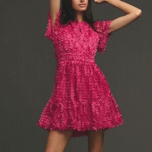 Anthropologie Somerset Mini Dress Floral Appliqué Edition